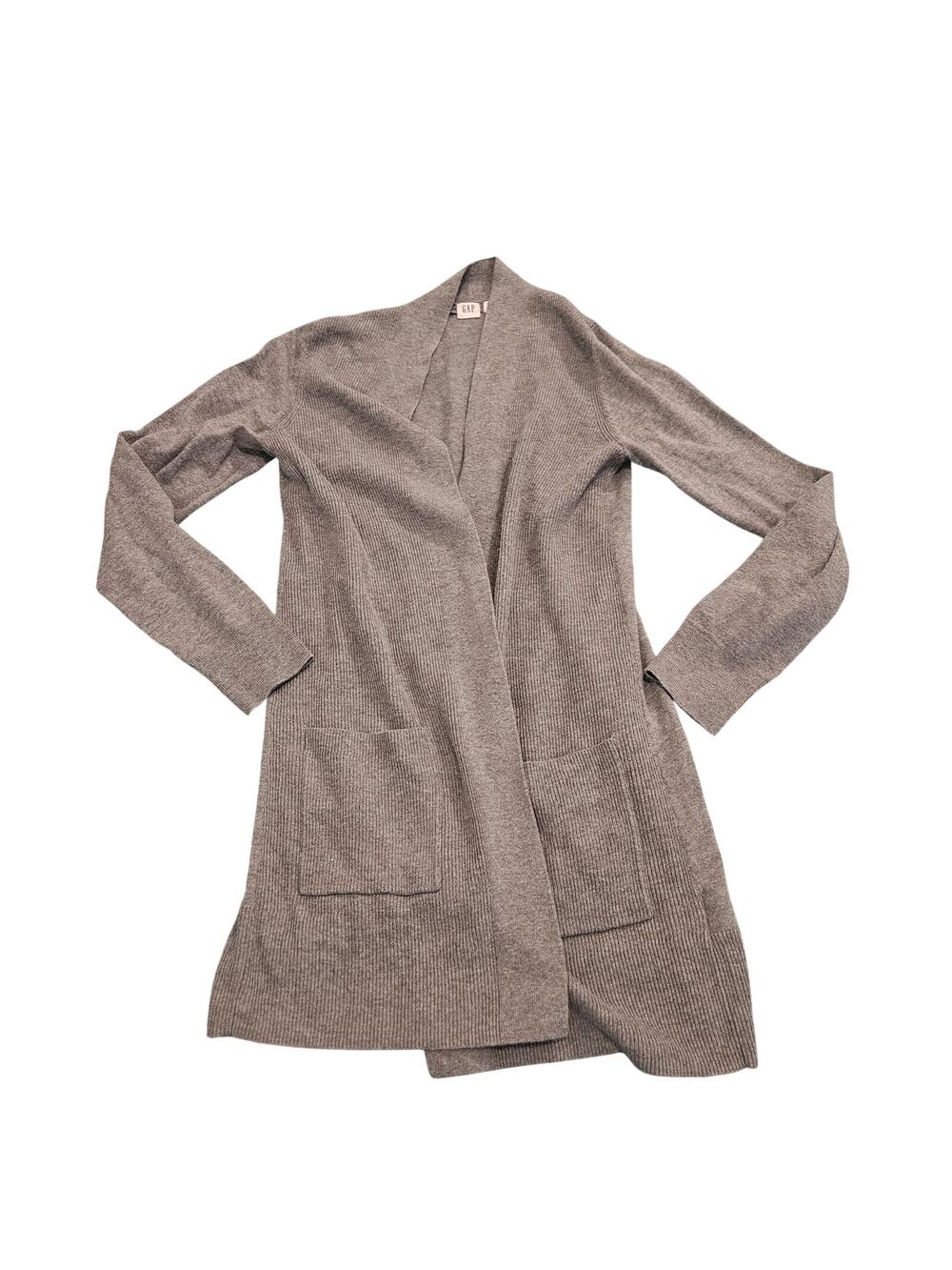 GAP Gray Open Front Longline Cardigan Sweater Women's XS Pockets